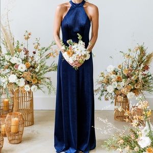 NWT REVELRY Burgundy Tori Velvet Maxi Dress High Neckline Wedding Formal 2